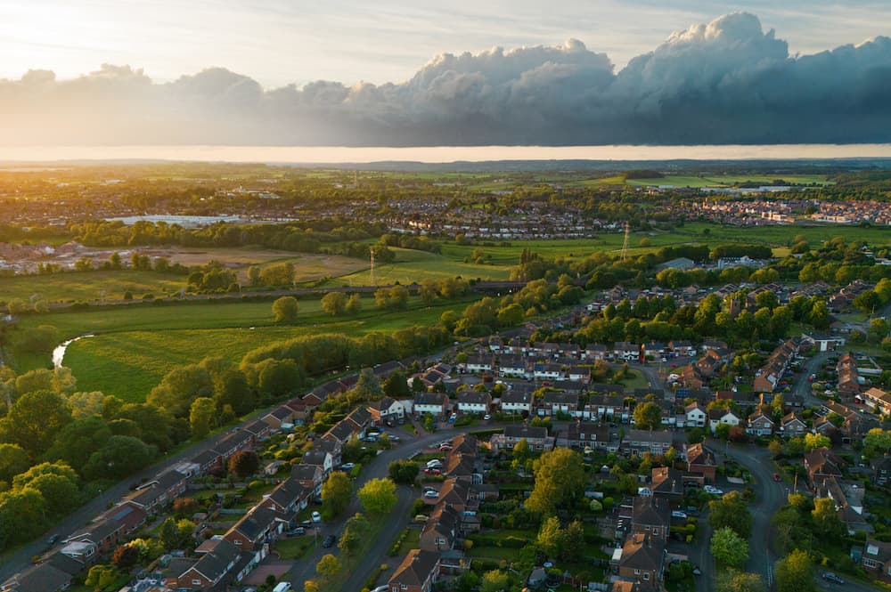 Drug and Alcohol Rehab Staffordshire Aerial View of houses and sky