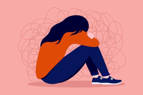 illustration of woman with depression